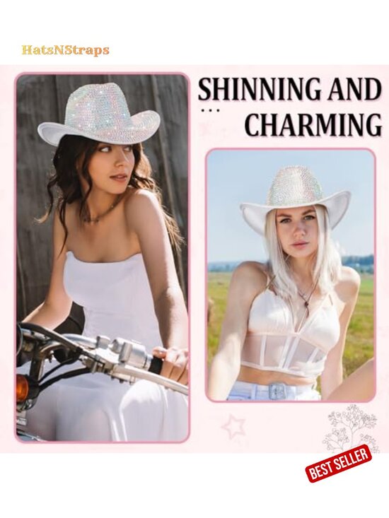 Rhinestone Cowboy Hat with Diamond Fringe for Cosplay Wedding, One Size main image 4